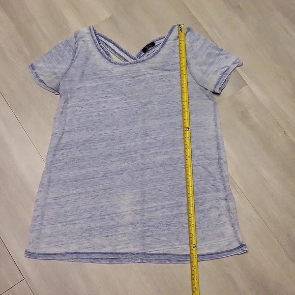 🛍Strazzi Crossed Back Short Sleeve Blue‎ Top Womens Size Medium - Picture 6 of 7